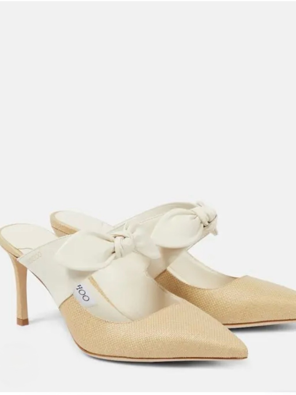 💕 Jimmy Choo Rali 75 Rafgia Beige and Cream Mules